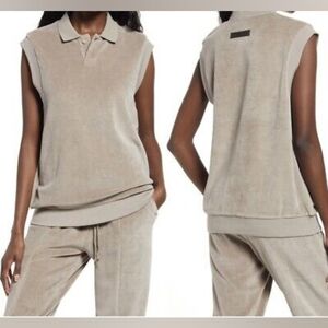 Fear of God Essentials Velour Sleeveless Polo 'Seafoam' XS